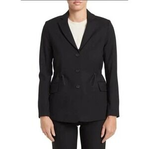 ARGENT Women's Black Cinched Waist 3-Button Wool Blazer-SIZE 4 - MSRP $398
